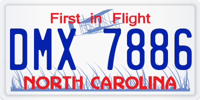 NC license plate DMX7886