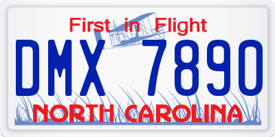 NC license plate DMX7890