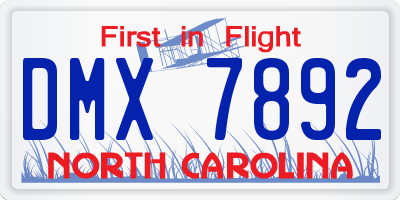 NC license plate DMX7892