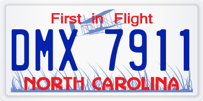 NC license plate DMX7911