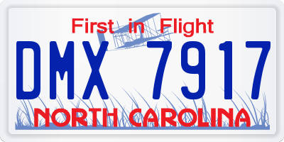 NC license plate DMX7917