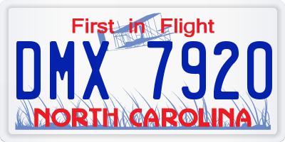 NC license plate DMX7920