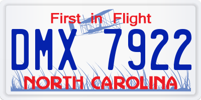 NC license plate DMX7922