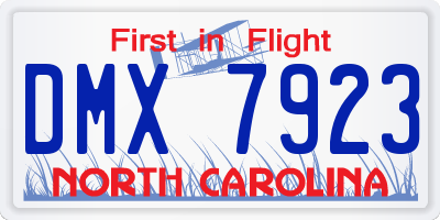 NC license plate DMX7923