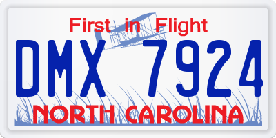 NC license plate DMX7924