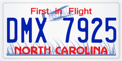 NC license plate DMX7925