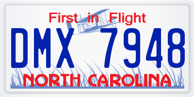 NC license plate DMX7948