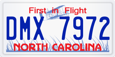 NC license plate DMX7972