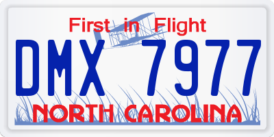 NC license plate DMX7977