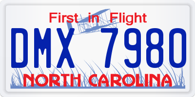 NC license plate DMX7980
