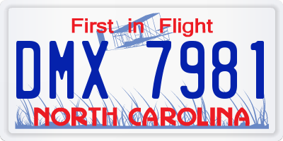 NC license plate DMX7981