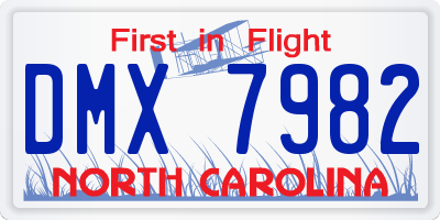 NC license plate DMX7982