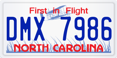 NC license plate DMX7986