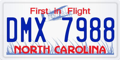 NC license plate DMX7988