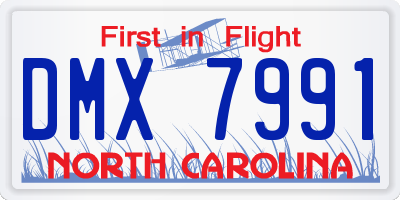 NC license plate DMX7991