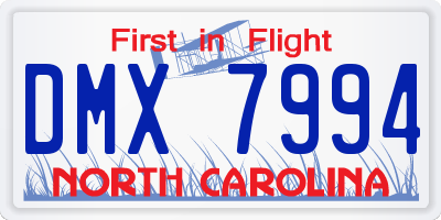 NC license plate DMX7994