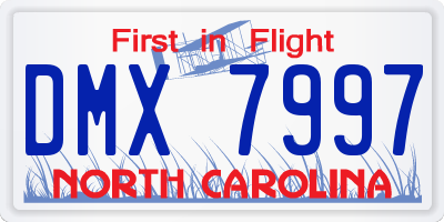 NC license plate DMX7997