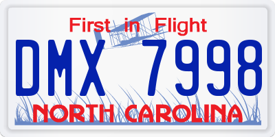 NC license plate DMX7998