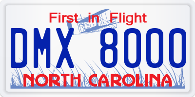 NC license plate DMX8000