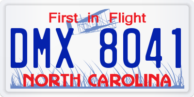 NC license plate DMX8041