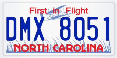 NC license plate DMX8051