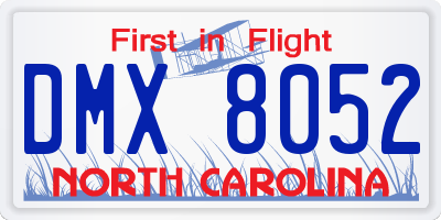 NC license plate DMX8052