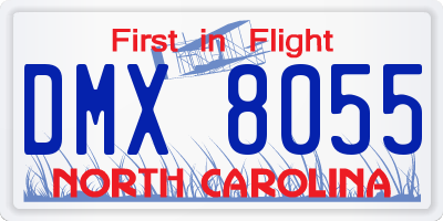 NC license plate DMX8055