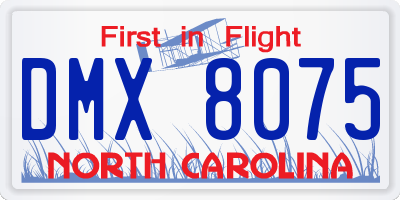 NC license plate DMX8075