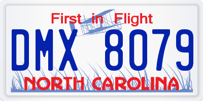 NC license plate DMX8079