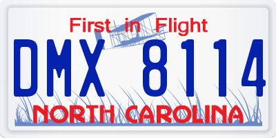 NC license plate DMX8114