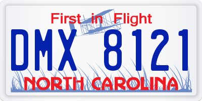 NC license plate DMX8121