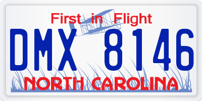NC license plate DMX8146