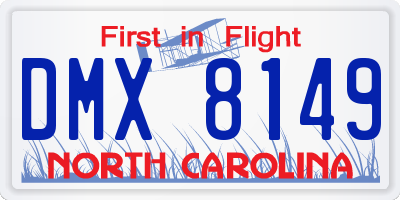 NC license plate DMX8149