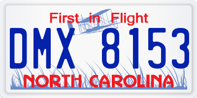 NC license plate DMX8153