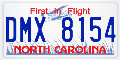 NC license plate DMX8154