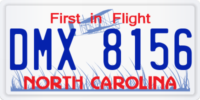 NC license plate DMX8156