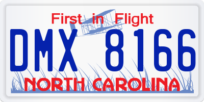 NC license plate DMX8166