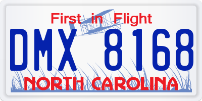 NC license plate DMX8168