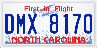 NC license plate DMX8170