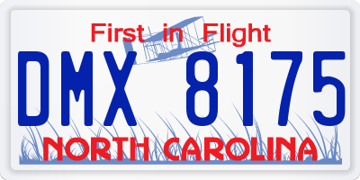 NC license plate DMX8175