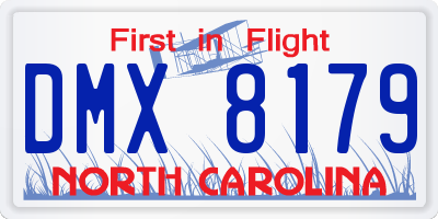 NC license plate DMX8179