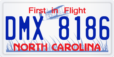 NC license plate DMX8186