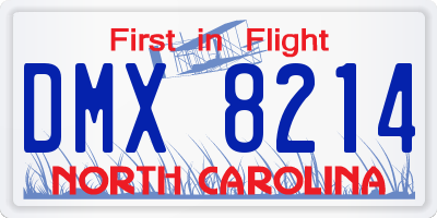 NC license plate DMX8214
