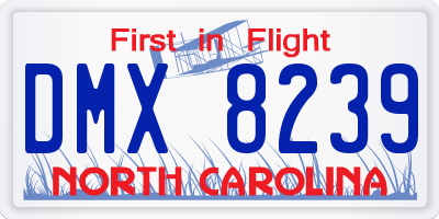 NC license plate DMX8239