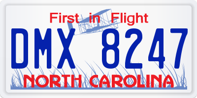 NC license plate DMX8247