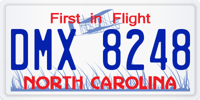 NC license plate DMX8248