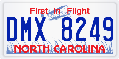 NC license plate DMX8249