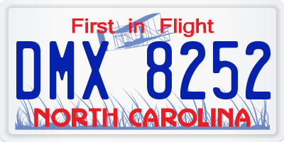 NC license plate DMX8252