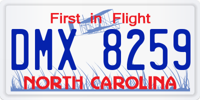 NC license plate DMX8259