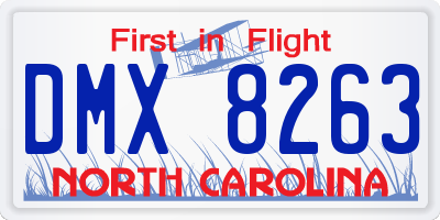 NC license plate DMX8263